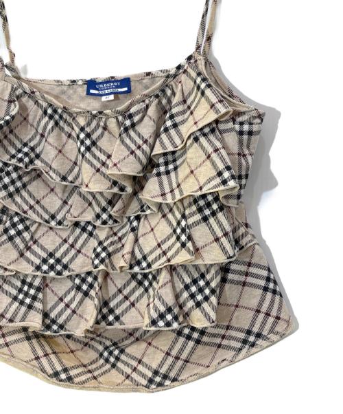 BURBERRY BLUE LABEL（バーバリーロンドンブルーレーベル）BURBERRY BLUE LABEL (バーバリーブルーレーベル) ノバチェックフリルカットソー ベージュ サイズ:38の古着・服飾アイテム