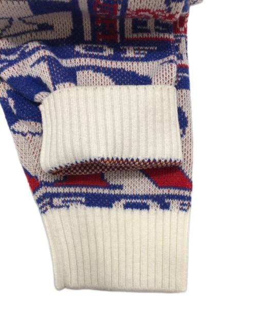 SUPREME（シュプリーム）Supreme (シュプリーム) scarf sweater ブルー×レッド サイズ:Sの古着・服飾アイテム