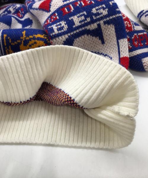 SUPREME（シュプリーム）Supreme (シュプリーム) scarf sweater ブルー×レッド サイズ:Sの古着・服飾アイテム