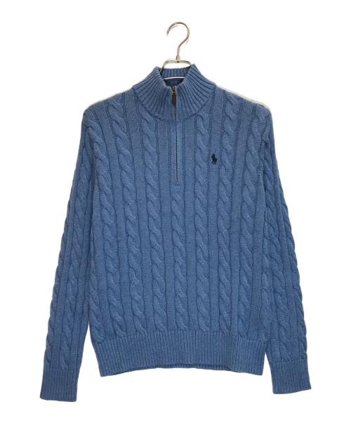 POLO RALPH LAUREN（ポロ・ラルフローレン）POLO RALPH LAUREN (ポロ・ラルフローレン) ハーフジップケーブルニット/MNPOSWE16821944 ブルー サイズ:Ｓの古着・服飾アイテム