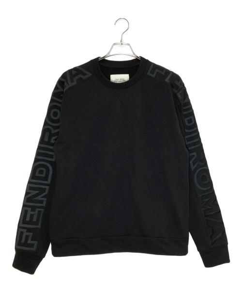 FENDI（フェンディ）FENDI (フェンディ) MARC JACOBS (マーク ジェイコブス) 袖ロゴオーバーサイズスウェット/FAF673 ブラック サイズ:SIZE XSの古着・服飾アイテム