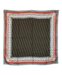 FENDI（フェンディ）の古着「シルクスカーフ/FXT091 AQD6」｜ブラウン×ブルー