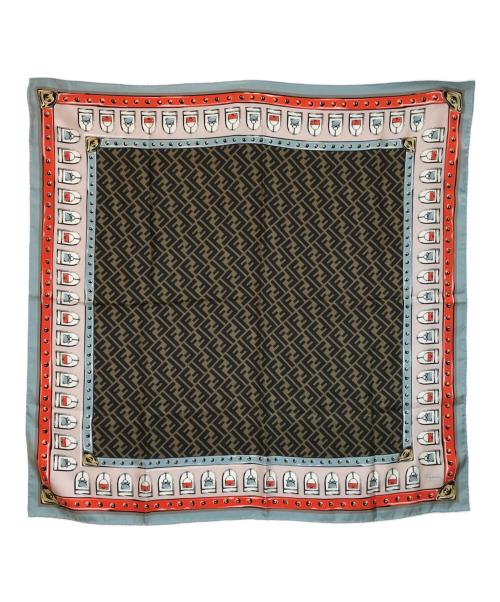 FENDI（フェンディ）FENDI (フェンディ) シルクスカーフ/FXT091 AQD6 ブラウン×ブルーの古着・服飾アイテム