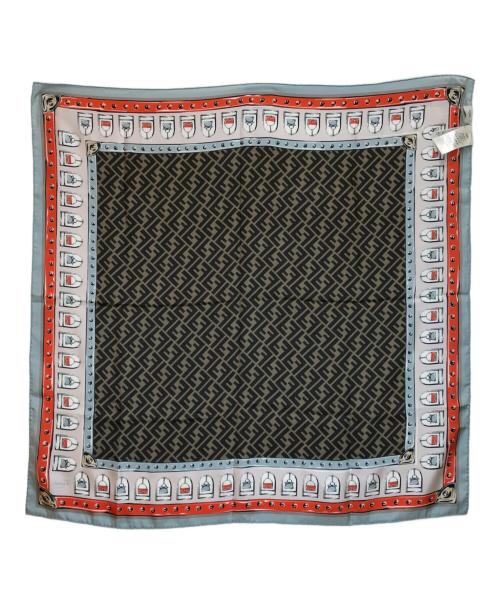 FENDI（フェンディ）FENDI (フェンディ) シルクスカーフ/FXT091 AQD6 ブラウン×ブルーの古着・服飾アイテム