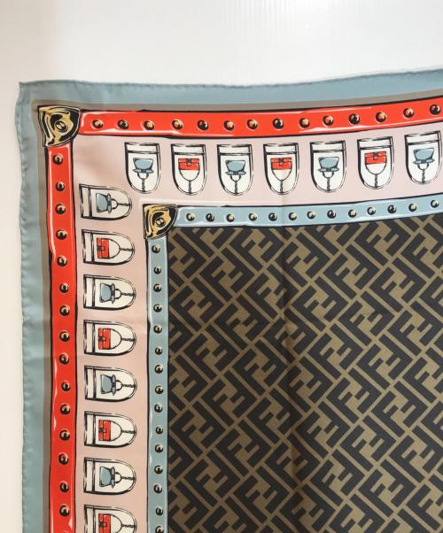 FENDI（フェンディ）FENDI (フェンディ) シルクスカーフ/FXT091 AQD6 ブラウン×ブルーの古着・服飾アイテム