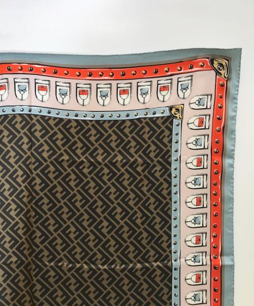 FENDI（フェンディ）FENDI (フェンディ) シルクスカーフ/FXT091 AQD6 ブラウン×ブルーの古着・服飾アイテム