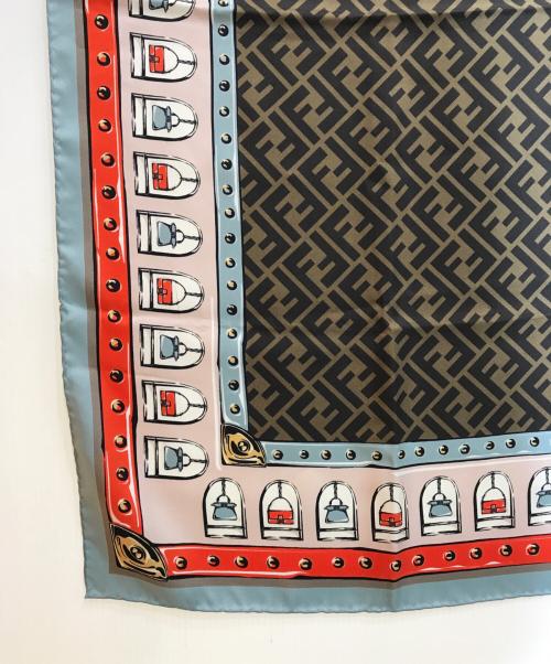 FENDI（フェンディ）FENDI (フェンディ) シルクスカーフ/FXT091 AQD6 ブラウン×ブルーの古着・服飾アイテム