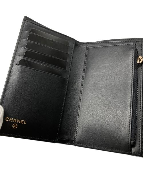 CHANEL（シャネル）CHANEL (シャネル) キャビアスキンココマーク3つ折り財布 ブラックの古着・服飾アイテム