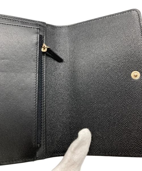 CHANEL（シャネル）CHANEL (シャネル) キャビアスキンココマーク3つ折り財布 ブラックの古着・服飾アイテム