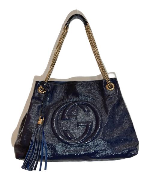 GUCCI（グッチ）GUCCI (グッチ) ソーホーインターロッキングG チェーントート/308982 ブルーの古着・服飾アイテム