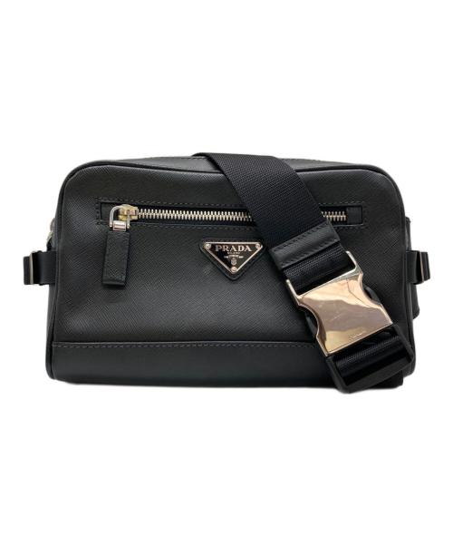 PRADA（プラダ）PRADA (プラダ) サフィアーノ トラベル バムバッグ ウエストバッグ/2VL012 ブラックの古着・服飾アイテム