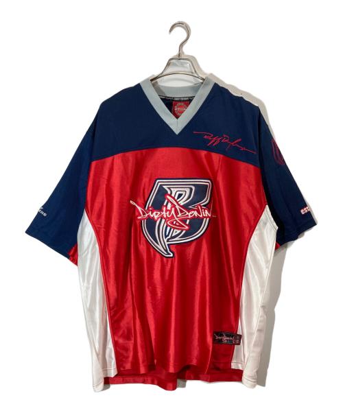 Ruff ryders（ラフ・ライダーズ）Ruff ryders (ラフ・ライダーズ) ホッケーシャツ レッド×ブルー サイズ:XXLの古着・服飾アイテム