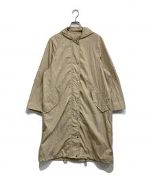 BEAUTY&YOUTH（ビューティーアンドユース）の古着「ナイロンシャインタフタフードブルゾンコート/1625-104-4509」｜ベージュ