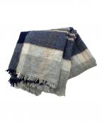 JOHNSTONS OF ELGINジョンストンズオブエルガン）の古着「カシミヤチェックストール」｜ネイビー