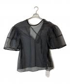 CLANEクラネ）の古着「VELOR PIPNIG SHEER BLOUSE/17122-4192」｜ブラック