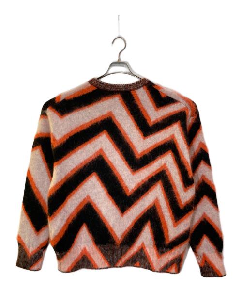 PAUL SMITH（ポールスミス）Paul Smith (ポールスミス) Zig-Zagモチーフモヘアニット オレンジ×ブラック サイズ:Mの古着・服飾アイテム
