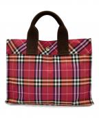 BURBERRY BLUE LABELバーバリーロンドンブルーレーベル）の古着「ノヴァチェックミニトートバッグ」｜レッド