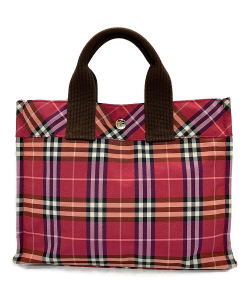 BURBERRY BLUE LABEL（バーバリーロンドンブルーレーベル）BURBERRY BLUE LABEL (バーバリーブルーレーベル) ノヴァチェックミニトートバッグ レッドの古着・服飾アイテム