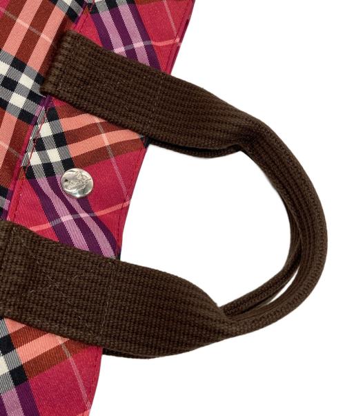 BURBERRY BLUE LABEL（バーバリーロンドンブルーレーベル）BURBERRY BLUE LABEL (バーバリーブルーレーベル) ノヴァチェックミニトートバッグ レッドの古着・服飾アイテム