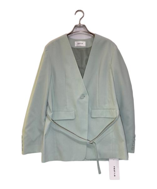 FRAY ID（フレイ アイディー）FRAY ID (フレイ アイディー) ウエストリボンノーカラージャケット グリーン サイズ:SIZE Lの古着・服飾アイテム