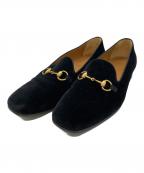 GUCCIグッチ）の古着「ベロアホースビットローファー/718888」｜ブラック
