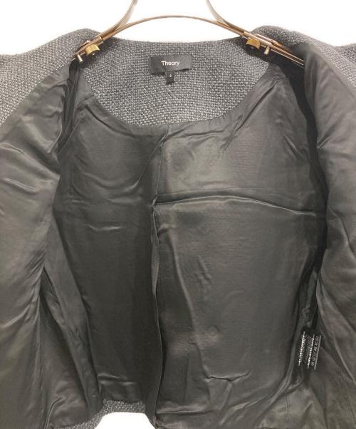 theory（セオリー）theory (セオリー) ノーカラーツイードジャケット グレー サイズ:2の古着・服飾アイテム