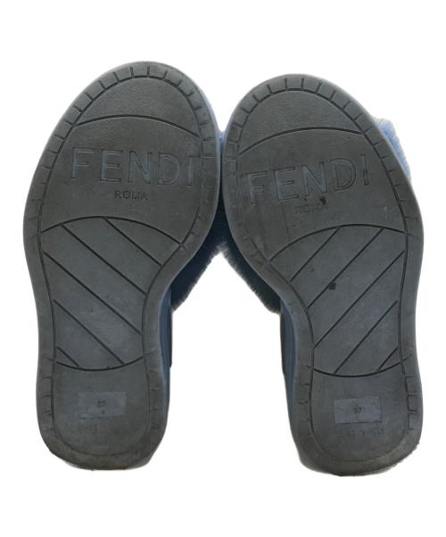 FENDI（フェンディ）FENDI (フェンディ) ファー厚底スライドサンダル ブルー サイズ:37の古着・服飾アイテム
