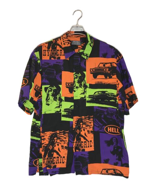 Hysteric Glamour（ヒステリックグラマー）Hysteric Glamour (ヒステリックグラマー) HYSTERIC HELL柄 オープンカラーシャツ パープル×オレンジ サイズ:XLの古着・服飾アイテム
