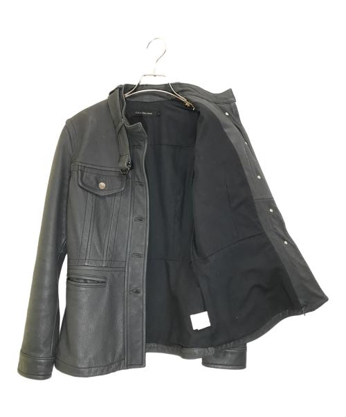 Calvin Klein Jeans（カルバンクラインジーンズ）Calvin Klein Jeans (カルバンクラインジーンズ) カウレザージャケット ブラック サイズ:Lの古着・服飾アイテム