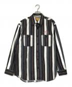 AVIREXアヴィレックス）の古着「STRIPE DENIM SHIRT/783-4120003」｜グレー×ホワイト
