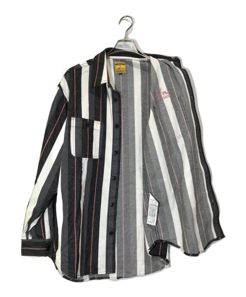 AVIREX（アヴィレックス）AVIREX (アヴィレックス) STRIPE DENIM SHIRT/783-4120003 グレー×ホワイト サイズ:Lの古着・服飾アイテム