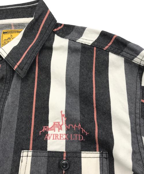 AVIREX（アヴィレックス）AVIREX (アヴィレックス) STRIPE DENIM SHIRT/783-4120003 グレー×ホワイト サイズ:Lの古着・服飾アイテム