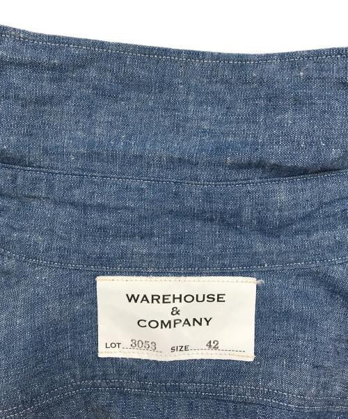 WAREHOUSE（ウエアハウス）WAREHOUSE (ウエアハウス) NEW DEAL PROGRAMS WORK SHIRTS/3053 ブルー サイズ:42の古着・服飾アイテム