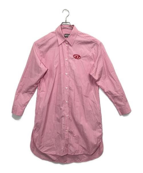 DIESEL（ディーゼル）DIESEL (ディーゼル) D-LUNAR-STR Shirt Dress/ｼｬﾂﾜﾝﾋﾟｰｽ ピンク サイズ:Sの古着・服飾アイテム