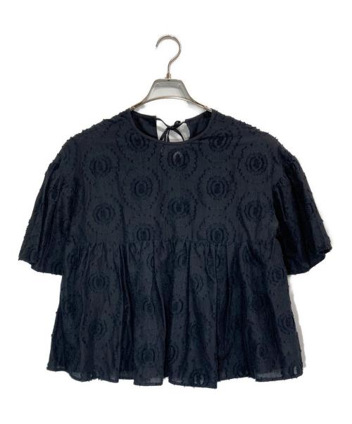 TOMORROW LAND collection（トゥモローランドコレクション）TOMORROW LAND collection (トゥモローランドコレクション) サンフラワージャカード ラッフルスリーブブラウス ネイビー サイズ:36の古着・服飾アイテム