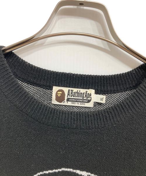 A BATHING APE（ア ベイシング エイプ）A BATHING APE (ア ベイシング エイプ) HEADS WIDE KNIT ブラック サイズ:XLの古着・服飾アイテム