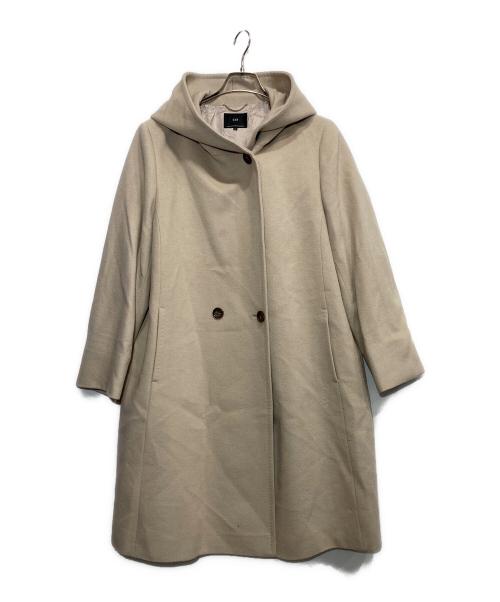 23区（ニジュウサンク）23区 (ニジュウサンク) ウールアンゴラビーバーフーデッドコート アイボリー サイズ:50の古着・服飾アイテム