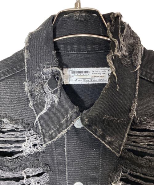 LEGENDA（レジェンダ）LEGENDA (レジェンダ) クラッシュドデニムジャケット ブラック サイズ:Sの古着・服飾アイテム