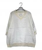 BEARDSLEYビアズリー）の古着「Vネックリネンブラウス」｜ホワイト