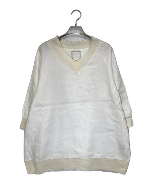 BEARDSLEY（ビアズリー）BEARDSLEY (ビアズリー) Vネックリネンブラウス ホワイト サイズ:Fの古着・服飾アイテム