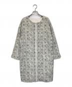 BEARDSLEYビアズリー）の古着「ジャガードノーカラーコート」｜アイボリー×ブラック
