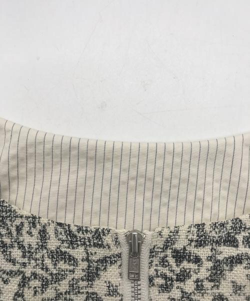 BEARDSLEY（ビアズリー）BEARDSLEY (ビアズリー) ジャガードノーカラーコート アイボリー×ブラック サイズ:FREEの古着・服飾アイテム