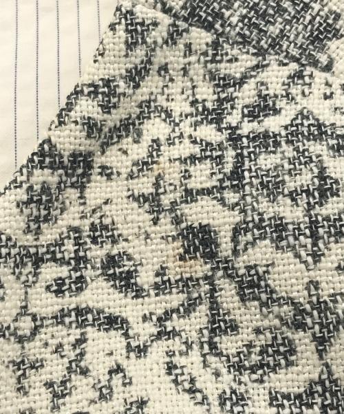 BEARDSLEY（ビアズリー）BEARDSLEY (ビアズリー) ジャガードノーカラーコート アイボリー×ブラック サイズ:FREEの古着・服飾アイテム