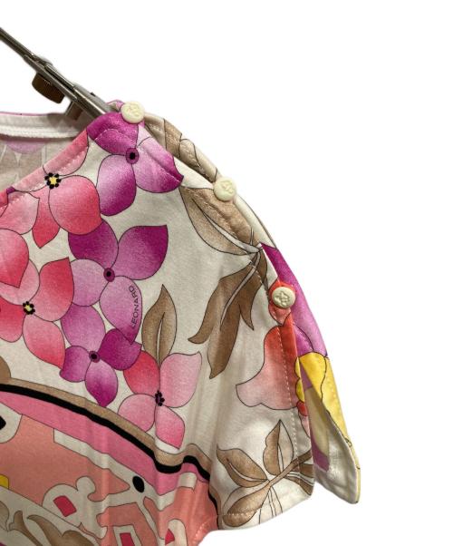 LEONARD（レオナール）LEONARD (レオナール) コットンフレンチスリーブワンピース ピンク サイズ:Lの古着・服飾アイテム