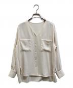 NOLLEY'Sノーリーズ）の古着「ニュアンスジョーゼットVネックブラウス」｜ホワイト