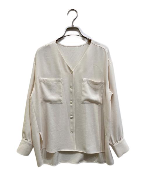 NOLLEY'S（ノーリーズ）NOLLEY'S (ノーリース) ニュアンスジョーゼットVネックブラウス ホワイト サイズ:38の古着・服飾アイテム