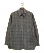 COMOLIコモリ）の古着「ウールシルク ワークシャツ」｜ネイビー