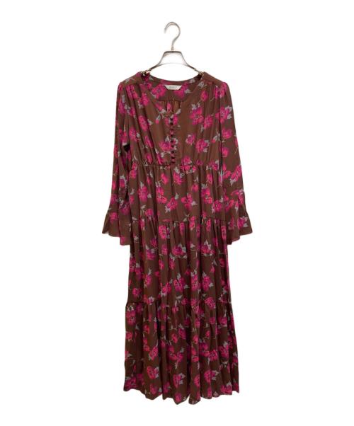 Rouge vif（ルージュヴィフ）Rouge vif (ルージュヴィフ) フラワーワンピース ブラウン サイズ:38の古着・服飾アイテム