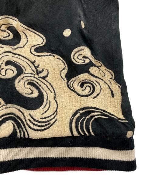 百花繚乱（ヒャッカリョウラン）百花繚乱 (ヒャッカリョウラン) 和柄スカジャン ブラック×レッド サイズ:Lの古着・服飾アイテム