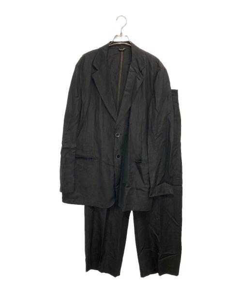 EMPORIO ARMANI（エンポリオアルマーニ）EMPORIO ARMANI (エンポリオアルマーニ) ビズコースリネンストライプセットアップスーツ ブラック サイズ:-の古着・服飾アイテム